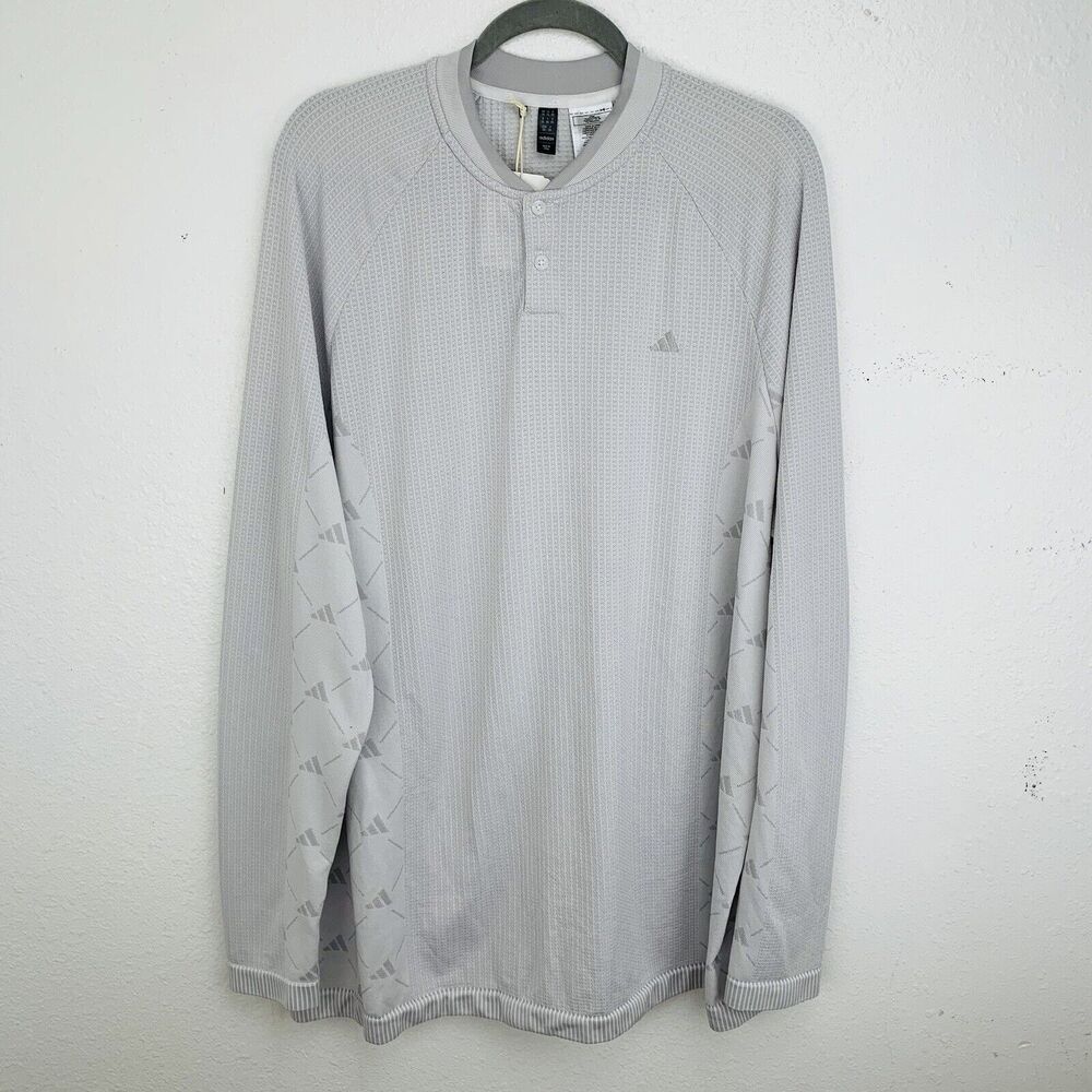 Adidas Ultimate365 Tour Primeknit Golf LS Gray Henley HY1792 Size 2XL New